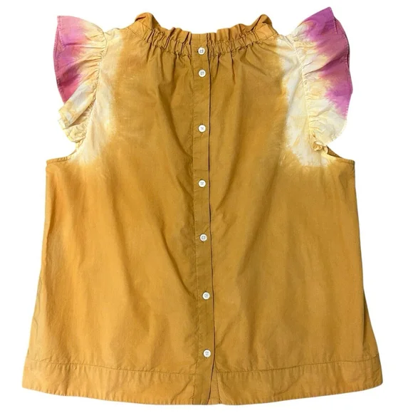 Sea New York Zelda Top Women’s Size 6 Colorful Dip Dye Flutter Sleeves Cotton - Picture 6 of 14